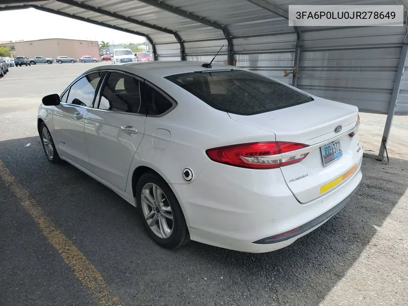 2018 Ford Fusion Hybrid Se VIN: 3FA6P0LU0JR278649 Lot: 40460787