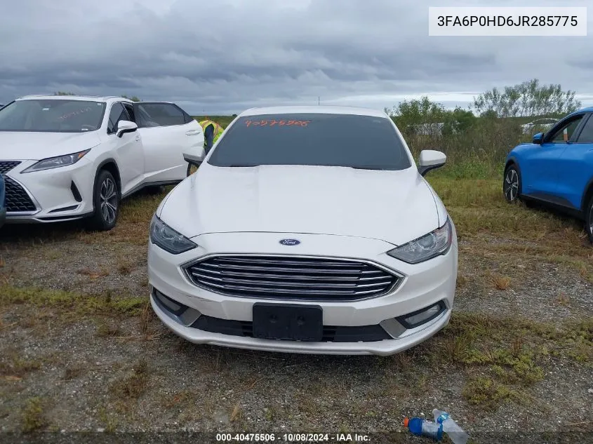 2018 Ford Fusion Se VIN: 3FA6P0HD6JR285775 Lot: 40475506