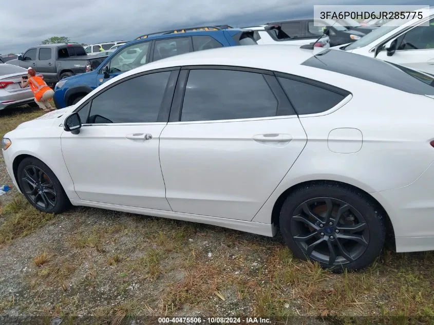 2018 Ford Fusion Se VIN: 3FA6P0HD6JR285775 Lot: 40475506