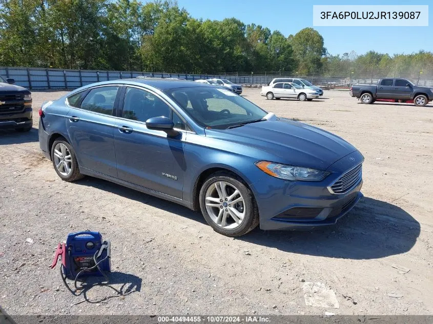 3FA6P0LU2JR139087 2018 Ford Fusion Hybrid Se