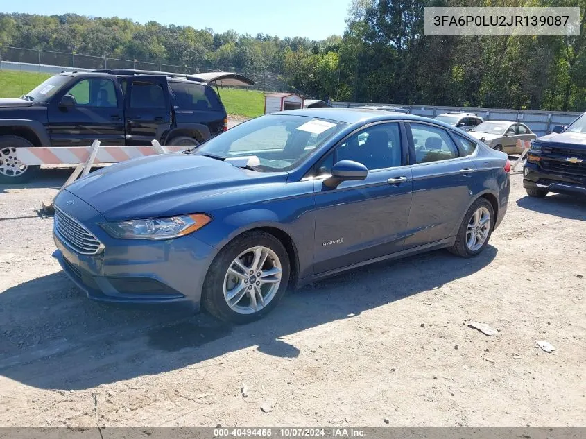 3FA6P0LU2JR139087 2018 Ford Fusion Hybrid Se