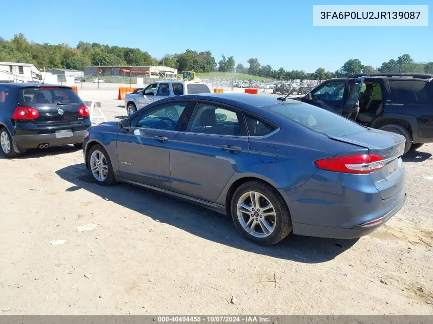 2018 Ford Fusion Hybrid Se VIN: 3FA6P0LU2JR139087 Lot: 40494455