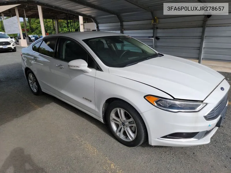 2018 Ford Fusion Hybrid Se VIN: 3FA6P0LUXJR278657 Lot: 40527973