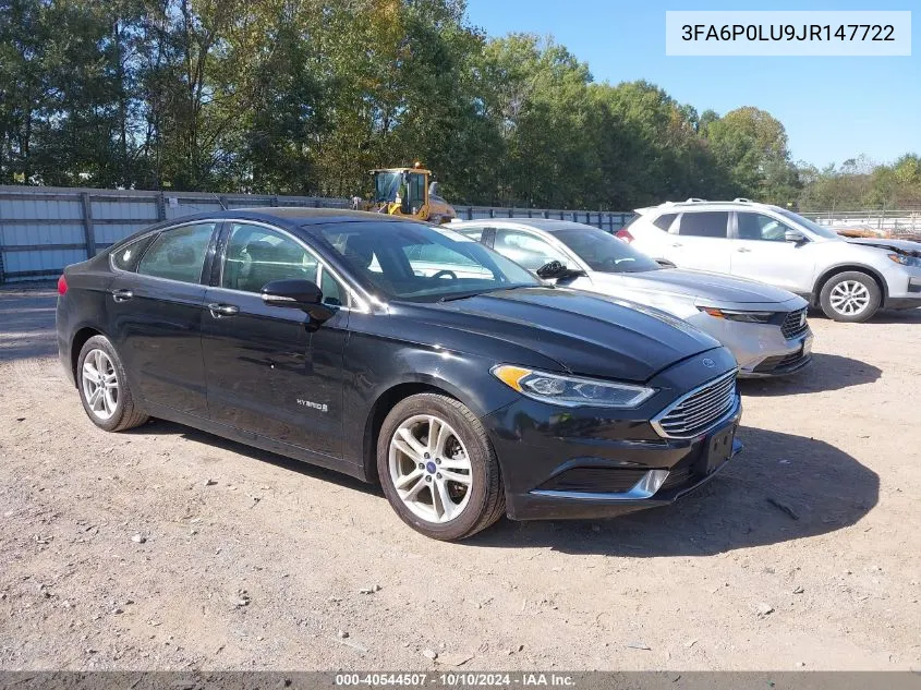 2018 Ford Fusion Hybrid Se VIN: 3FA6P0LU9JR147722 Lot: 40544507