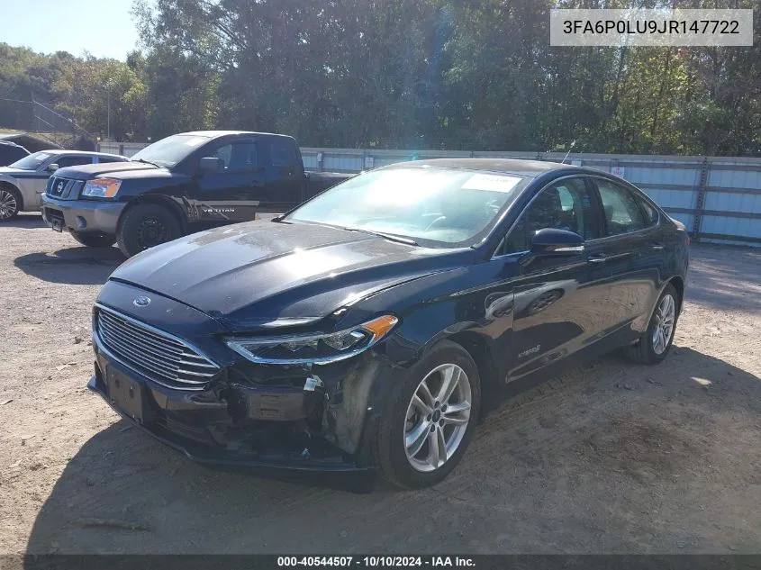 2018 Ford Fusion Hybrid Se VIN: 3FA6P0LU9JR147722 Lot: 40544507