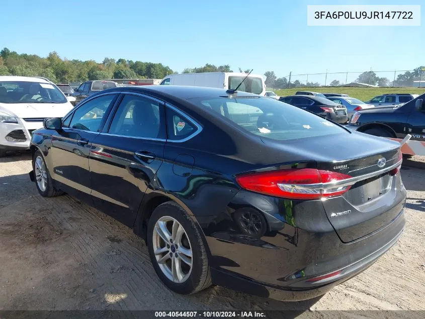 2018 Ford Fusion Hybrid Se VIN: 3FA6P0LU9JR147722 Lot: 40544507