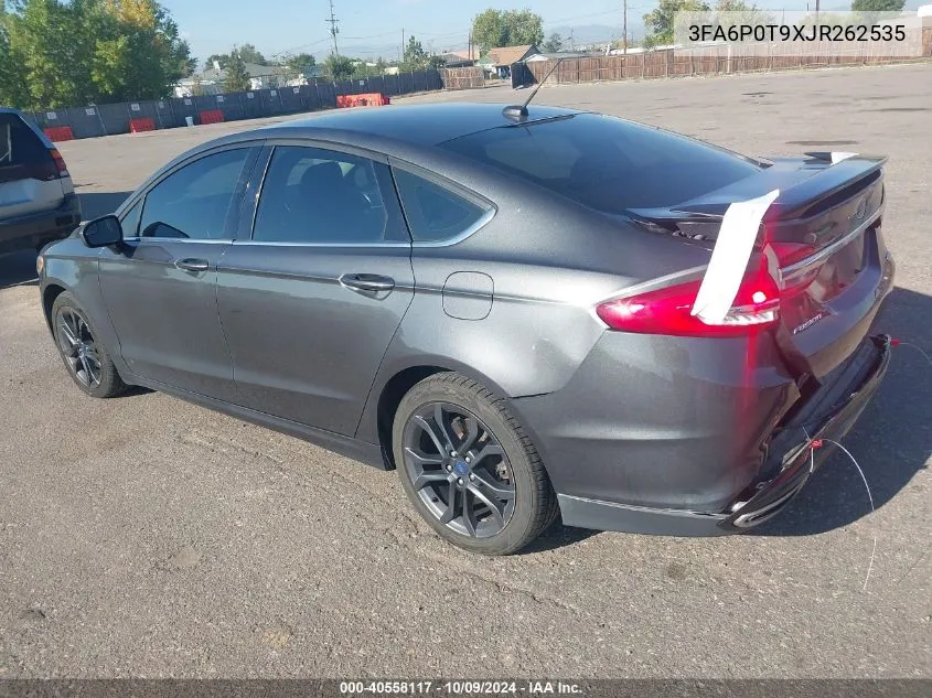 2018 Ford Fusion Se VIN: 3FA6P0T9XJR262535 Lot: 40558117