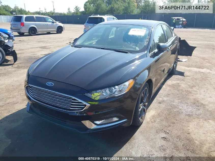 2018 Ford Fusion Se VIN: 3FA6P0H71JR144722 Lot: 40570319