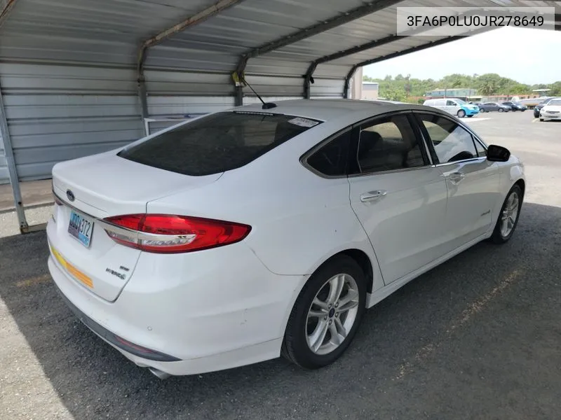 2018 Ford Fusion Hybrid Se VIN: 3FA6P0LU0JR278649 Lot: 40589095