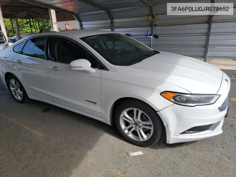 2018 Ford Fusion Hybrid Se VIN: 3FA6P0LU0JR278652 Lot: 40589108