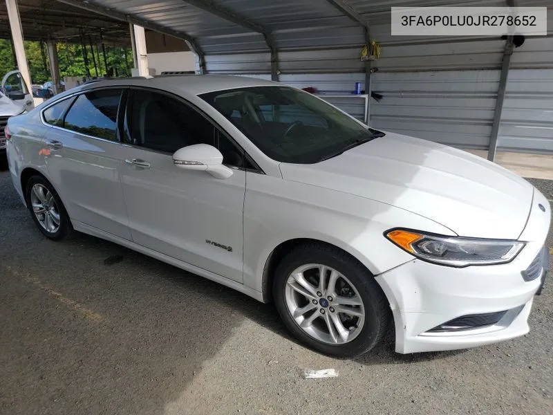 2018 Ford Fusion Hybrid Se VIN: 3FA6P0LU0JR278652 Lot: 40589108