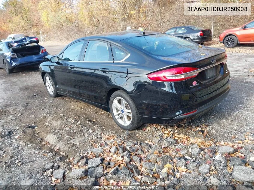 2018 Ford Fusion Se VIN: 3FA6P0HD0JR250908 Lot: 40672120