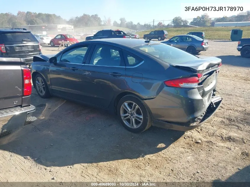 2018 Ford Fusion Se VIN: 3FA6P0H73JR178970 Lot: 40689003