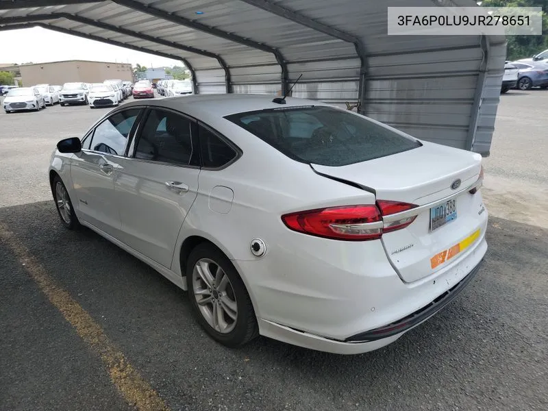 2018 Ford Fusion Hybrid Se VIN: 3FA6P0LU9JR278651 Lot: 40719584