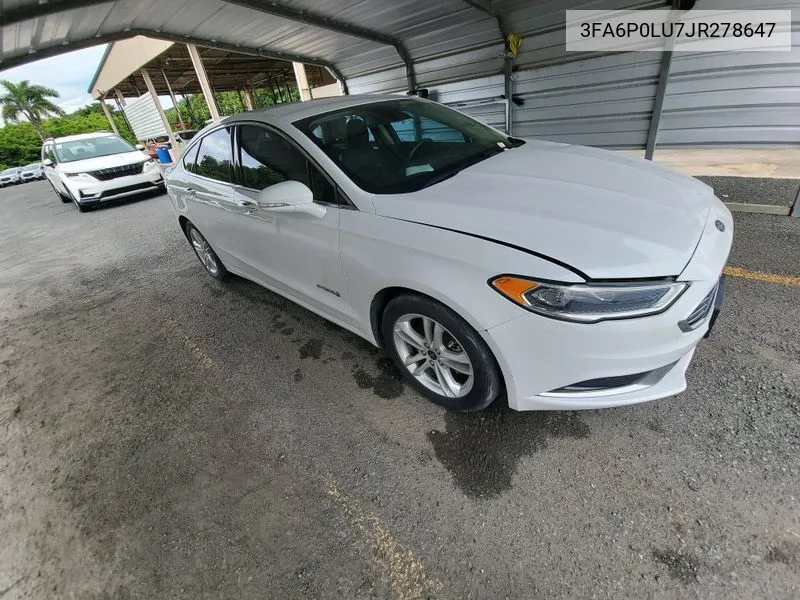 2018 Ford Fusion Hybrid Se VIN: 3FA6P0LU7JR278647 Lot: 40719588