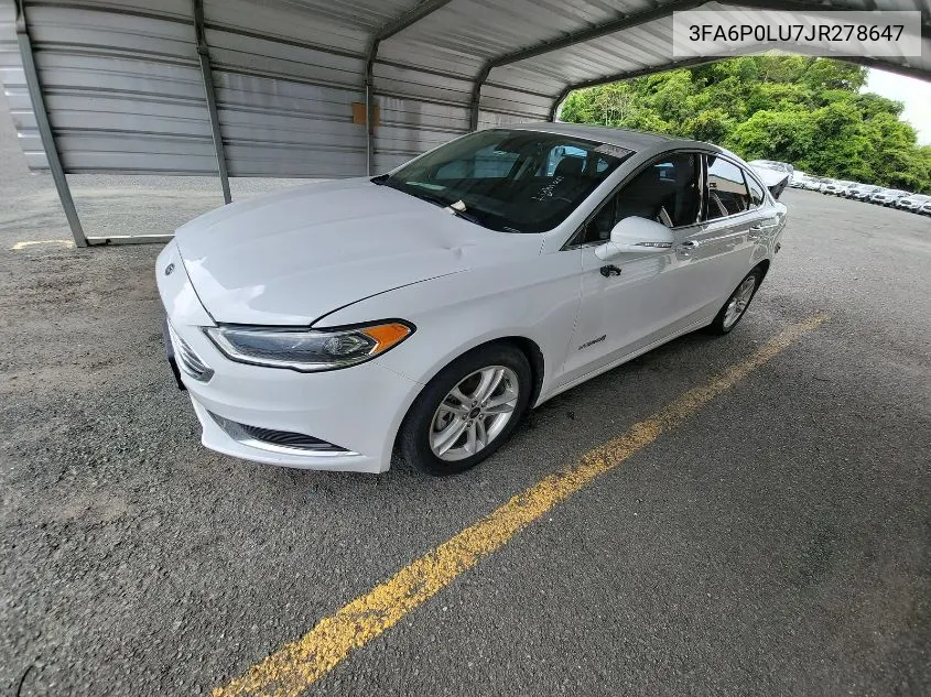 2018 Ford Fusion Hybrid Se VIN: 3FA6P0LU7JR278647 Lot: 40719588