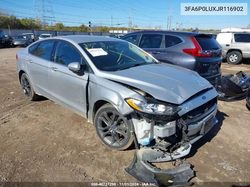 2018 Ford Fusion Hybrid Se VIN: 3FA6P0LUXJR116902 Lot: 40737298