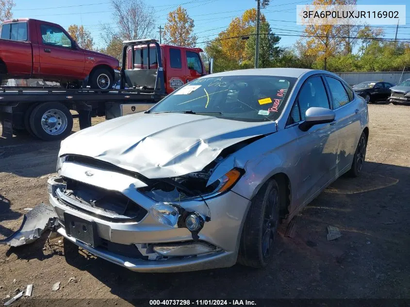 2018 Ford Fusion Hybrid Se VIN: 3FA6P0LUXJR116902 Lot: 40737298