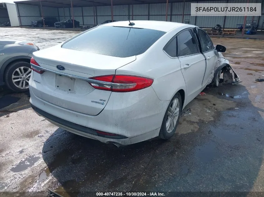 2018 Ford Fusion Hybrid Se VIN: 3FA6P0LU7JR261184 Lot: 40747235