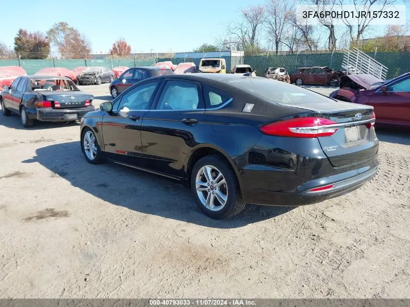 2018 Ford Fusion Se VIN: 3FA6P0HD1JR157332 Lot: 40793033