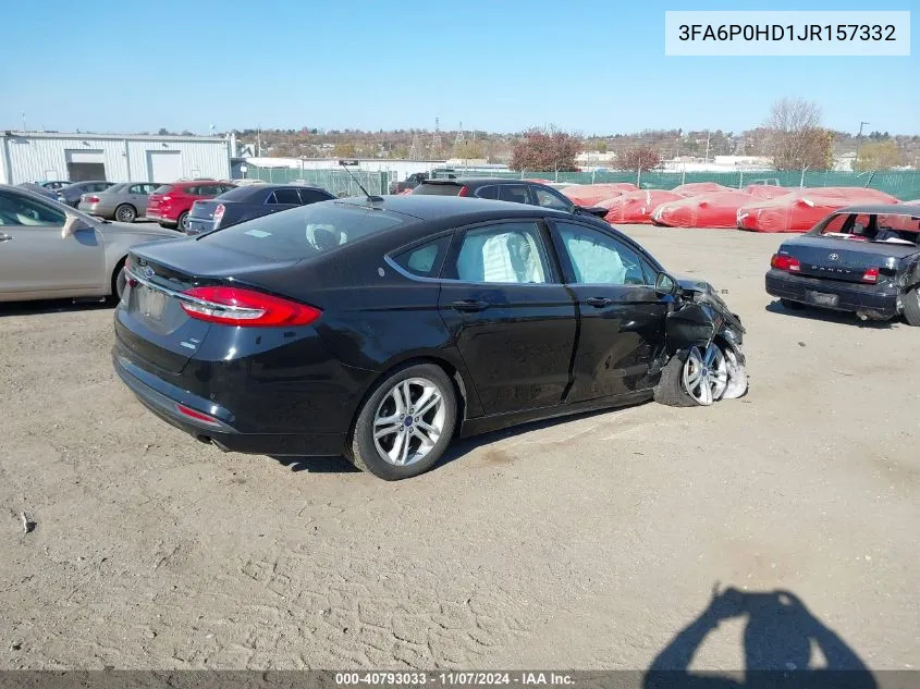 2018 Ford Fusion Se VIN: 3FA6P0HD1JR157332 Lot: 40793033