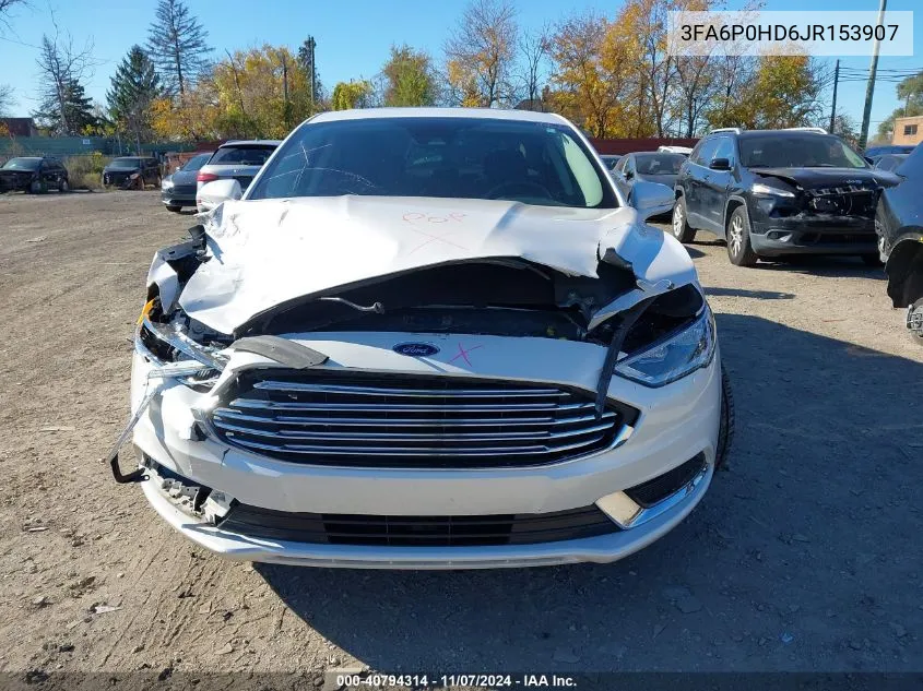 2018 Ford Fusion Se VIN: 3FA6P0HD6JR153907 Lot: 40794314