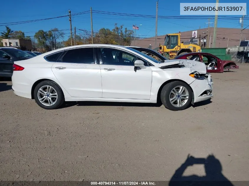 2018 Ford Fusion Se VIN: 3FA6P0HD6JR153907 Lot: 40794314