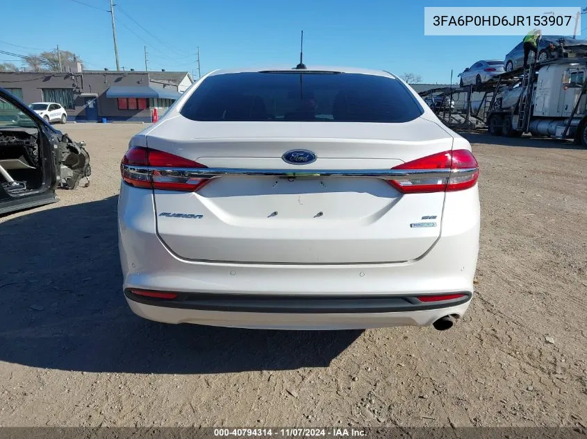 2018 Ford Fusion Se VIN: 3FA6P0HD6JR153907 Lot: 40794314