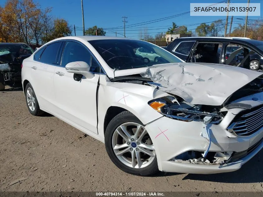 2018 Ford Fusion Se VIN: 3FA6P0HD6JR153907 Lot: 40794314