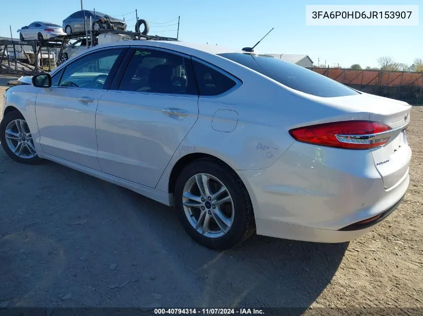 2018 Ford Fusion Se VIN: 3FA6P0HD6JR153907 Lot: 40794314