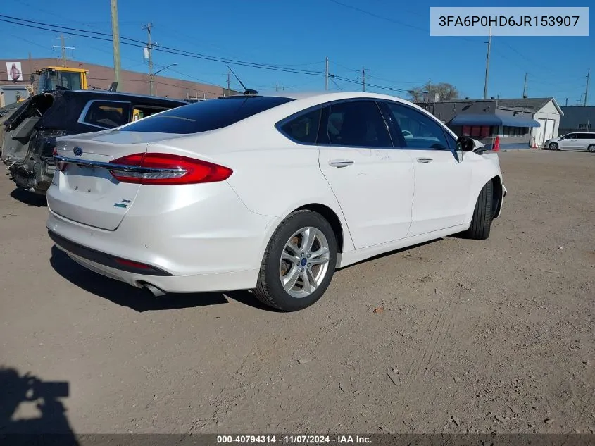 2018 Ford Fusion Se VIN: 3FA6P0HD6JR153907 Lot: 40794314