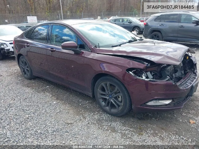 2018 Ford Fusion Se VIN: 3FA6P0HD7JR184485 Lot: 40807308