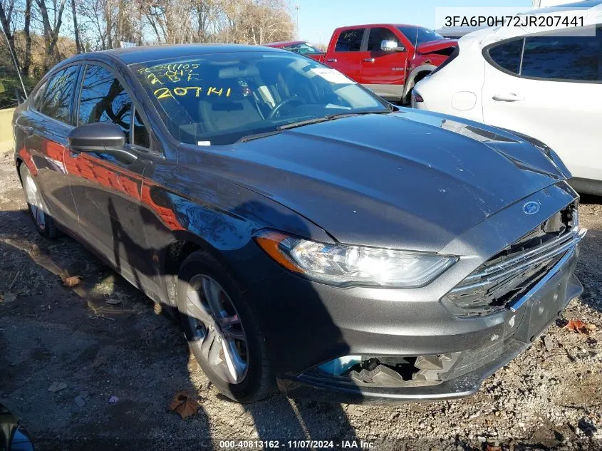 2018 Ford Fusion Se VIN: 3FA6P0H72JR207441 Lot: 40813162