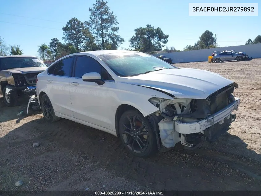 2018 Ford Fusion Se VIN: 3FA6P0HD2JR279892 Lot: 40825299