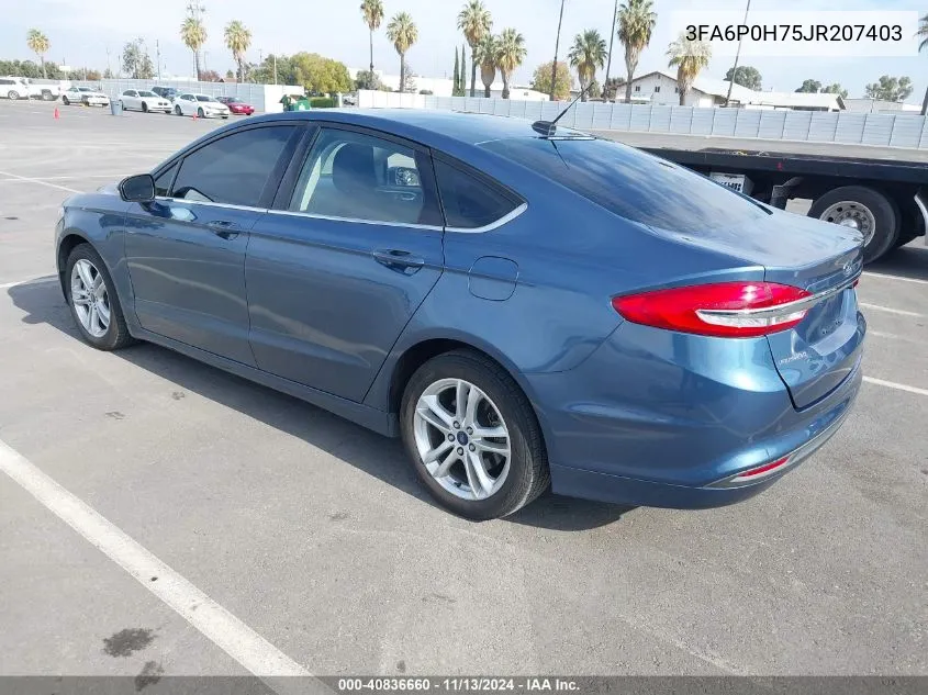 2018 Ford Fusion Se VIN: 3FA6P0H75JR207403 Lot: 40836660