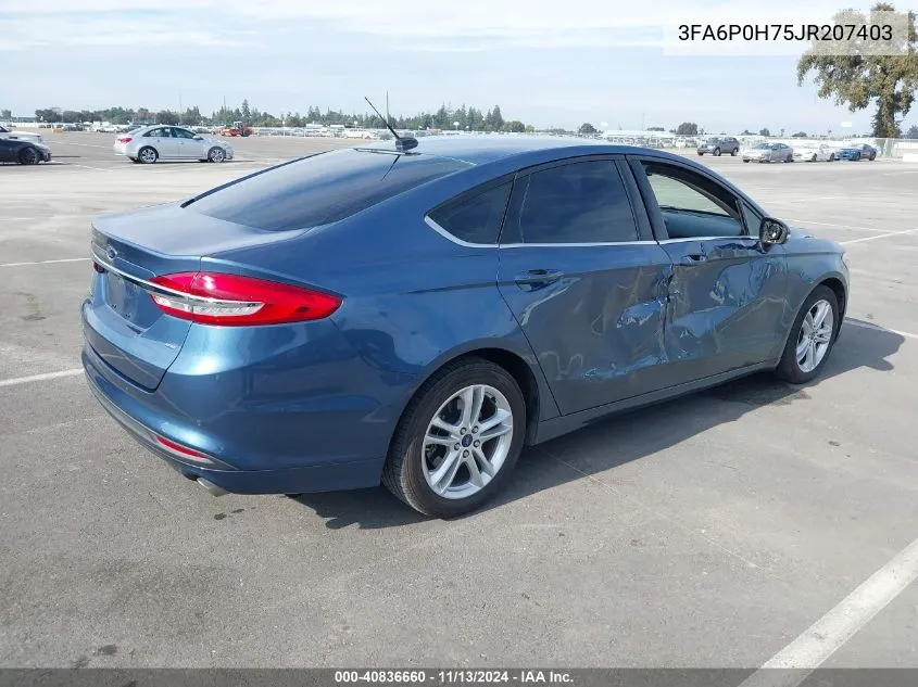 2018 Ford Fusion Se VIN: 3FA6P0H75JR207403 Lot: 40836660