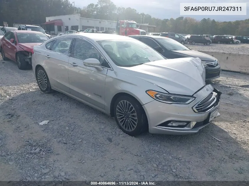 2018 Ford Fusion Hybrid Titanium VIN: 3FA6P0RU7JR247311 Lot: 40864696