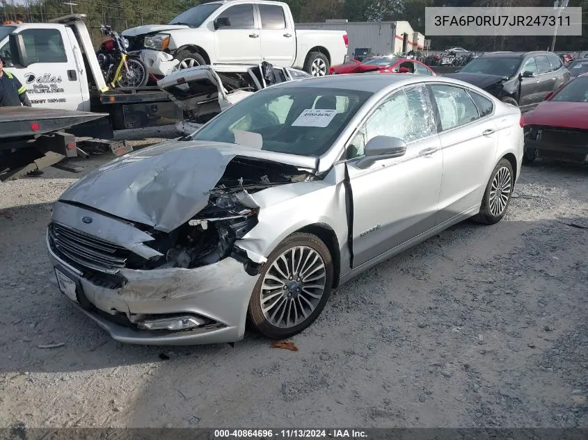 2018 Ford Fusion Hybrid Titanium VIN: 3FA6P0RU7JR247311 Lot: 40864696