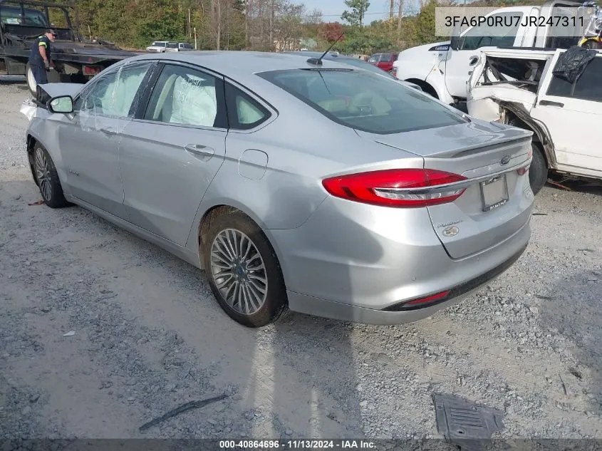 2018 Ford Fusion Hybrid Titanium VIN: 3FA6P0RU7JR247311 Lot: 40864696