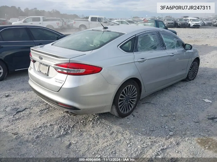 2018 Ford Fusion Hybrid Titanium VIN: 3FA6P0RU7JR247311 Lot: 40864696