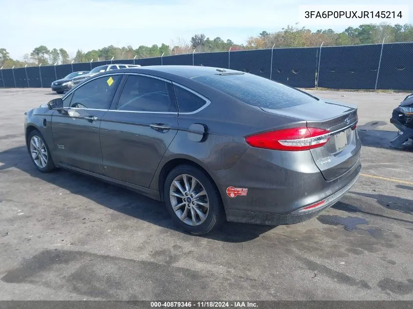 2018 Ford Fusion Se Phev VIN: 3FA6P0PUXJR145214 Lot: 40879346