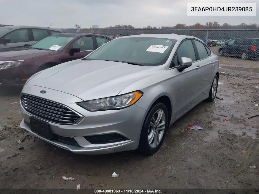 2018 Ford Fusion Se VIN: 3FA6P0HD4JR239085 Lot: 40881063