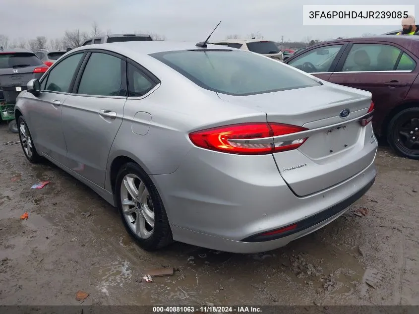 2018 Ford Fusion Se VIN: 3FA6P0HD4JR239085 Lot: 40881063