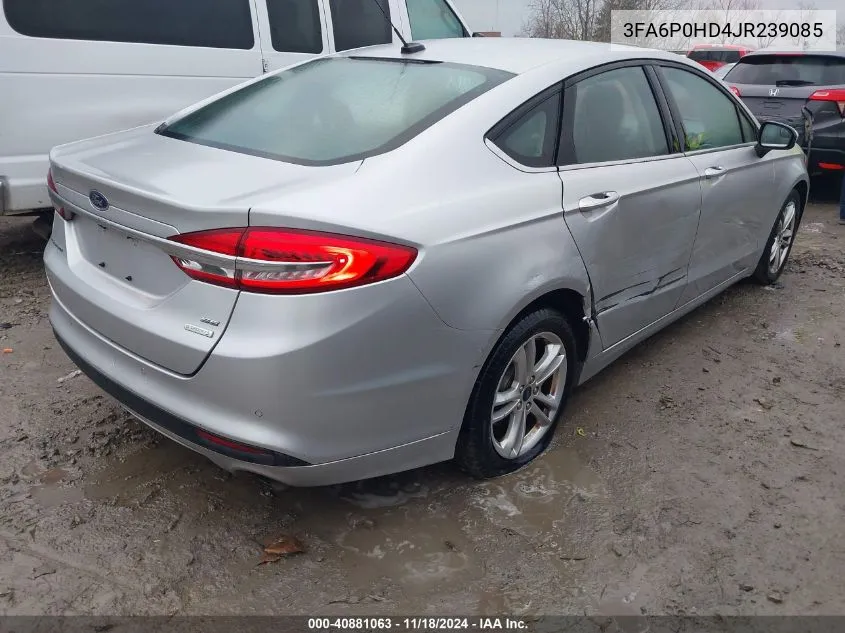 2018 Ford Fusion Se VIN: 3FA6P0HD4JR239085 Lot: 40881063