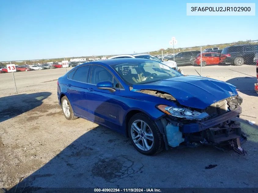 2018 Ford Fusion Hybrid Se VIN: 3FA6P0LU2JR102900 Lot: 40902294