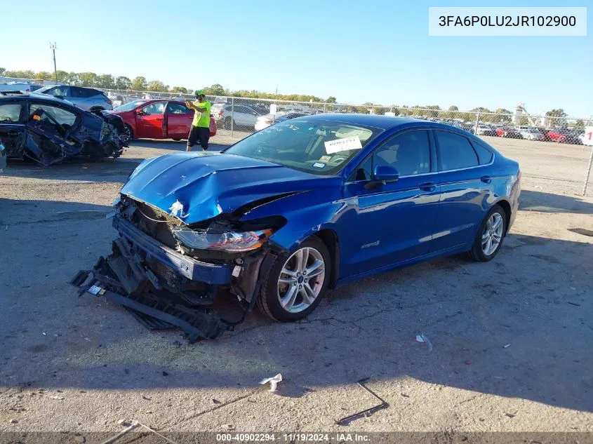 2018 Ford Fusion Hybrid Se VIN: 3FA6P0LU2JR102900 Lot: 40902294