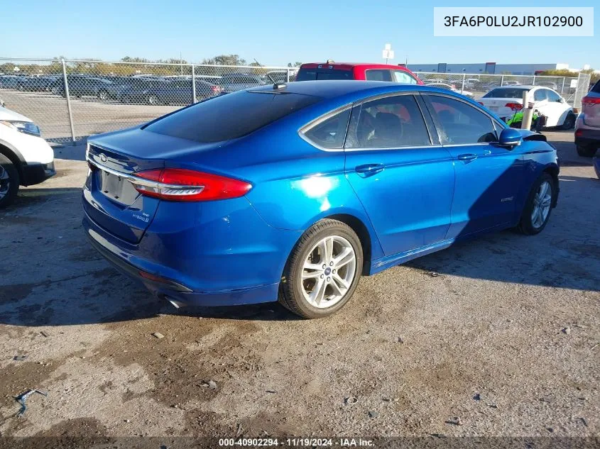 2018 Ford Fusion Hybrid Se VIN: 3FA6P0LU2JR102900 Lot: 40902294