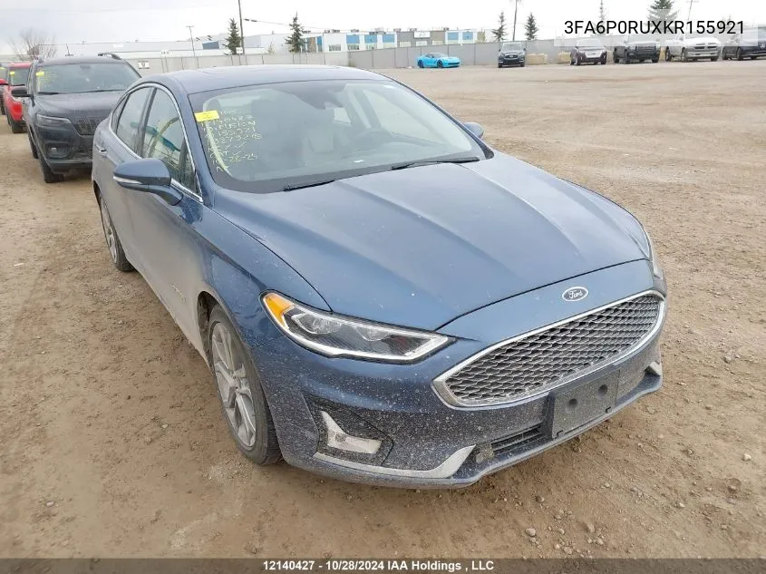 2019 Ford Fusion Titanium VIN: 3FA6P0RUXKR155921 Lot: 12140427