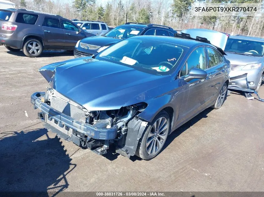 2019 Ford Fusion Se VIN: 3FA6P0T9XKR270474 Lot: 38831726