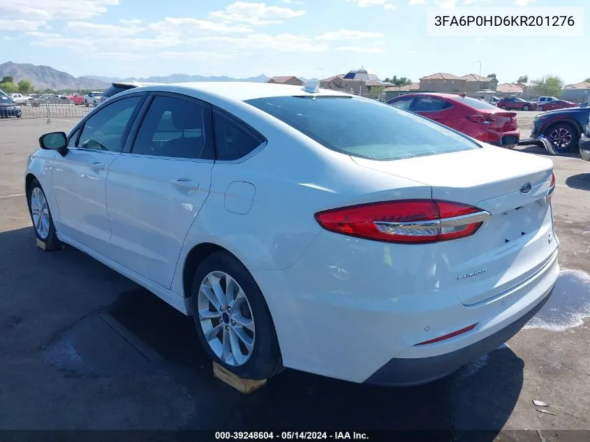 2019 Ford Fusion Se VIN: 3FA6P0HD6KR201276 Lot: 39248604